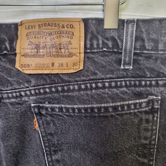 VTG Levi's 505 Jeans Orange Tab Regular Straight Faded Black Men's 38x30 SEE PIC - Picture 7 of 12